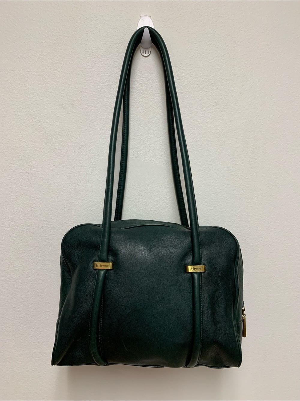 Etienne Aigner Vintage Shoulder Bag Hunter Green Leather Handbag Purse